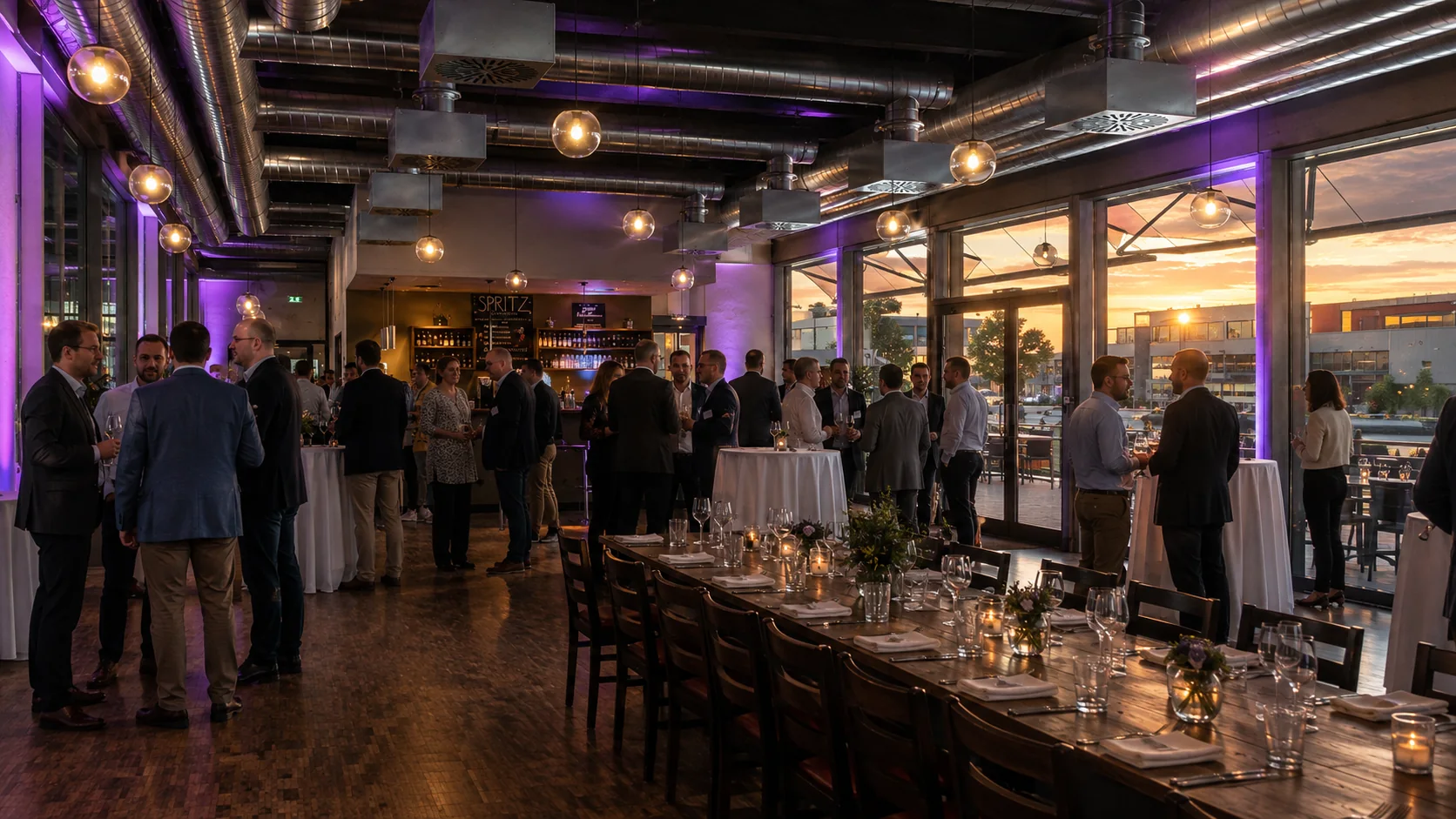 Abendlicher Anlass mit gedeckter Tafel im Restaurant